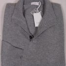 MALO SWEATER $1150 GRAY 100%CASHMERE 4-BTN PULLOVER HENLEY JUMPER XL 54e NEW