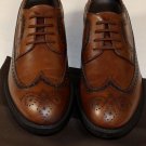 TOD'S SHOES $695 DARK BROWN WING-TIP TOE ORNAMENTED DERBYS 12 45e NEW