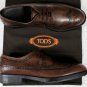 TOD'S SHOES $695 DARK BROWN WING-TIP TOE ORNAMENTED DERBYS 12 45e NEW
