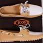 TOD'S SHOES $545 BEIGE TIED VAMP CONTRAST PEBBLE SOLE DRIVER 11.5 44.5e NEW