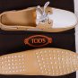 TOD'S SHOES $545 BEIGE TIED VAMP CONTRAST PEBBLE SOLE DRIVER 11.5 44.5e NEW