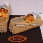 TOD'S SHOES $545 BEIGE TIED VAMP CONTRAST PEBBLE SOLE DRIVER 11.5 44.5e NEW