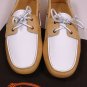 TOD'S SHOES $545 BEIGE TIED VAMP CONTRAST PEBBLE SOLE DRIVER 11.5 44.5e NEW