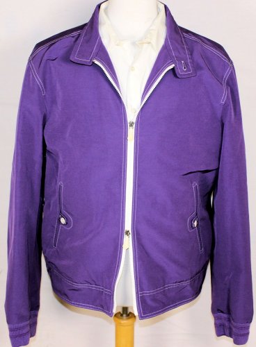 TOM FORD COAT $1995 PURPLE SILKY NYLON FAILLE CONTRAST TENNIS JACKET XL 54 NEW