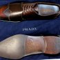 PRADA SHOES $990 DARK BROWN TOE EMBROIDER STITCH ORNAMENTED DERBY 9 42e NEW