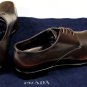 PRADA SHOES $990 DARK BROWN TOE EMBROIDER STITCH ORNAMENTED DERBY 9 42e NEW