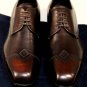 PRADA SHOES $990 DARK BROWN TOE EMBROIDER STITCH ORNAMENTED DERBY 9 42e NEW