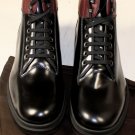 TOD'S SHOES $595 BLACK/BURGUNDY LACE UP LOGO EMBOSSED MOUNTAIN BOOTS 11 44e NEW
