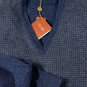 LORO PIANA SWEATER $1595 BLUE/GRAY 100%CASHMERE/GOATSKIN V-NECK JUMPER M 50e NEW