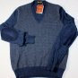 LORO PIANA SWEATER $1595 BLUE/GRAY 100%CASHMERE/GOATSKIN V-NECK JUMPER M 50e NEW