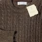 BRUNELLO CUCINELLI SWEATER DARK BROWN 100%CASHMERE CABLE KNIT CREW XXL 56 NEW