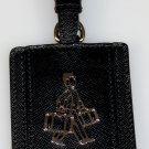 PRADA LUGGAGE TAG $165 BLACK SAFFIANO LEATHER LOGO ORNAMENTED PORTER TAG NEW