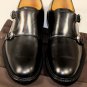 GUCCI SHOES $750 BLACK CALFSKIN DUAL LOGO CHARM BUCKLED MONKSTRAP 8.5 41.5  NEW