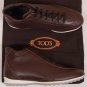 TOD'S SHOES $545 DK BROWN PINHOLE CONTRAST PEBBLE SOLE HI-TOP TRAINERS 8 41e NEW