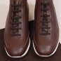 TOD'S SHOES $545 DK BROWN PINHOLE CONTRAST PEBBLE SOLE HI-TOP TRAINERS 8 41e NEW