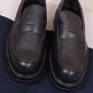 PRADA SHOES $740 BLACK PEBBLE GRAIN SPLIT TOE RUGBY PENNY LOAFER 12 45e NEW