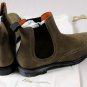 SANTONI SHOES $750 KHAKI SUEDE WINGTIP TOE ORNAMENTED CHELSEA BOOT 11.5 44.5 NEW