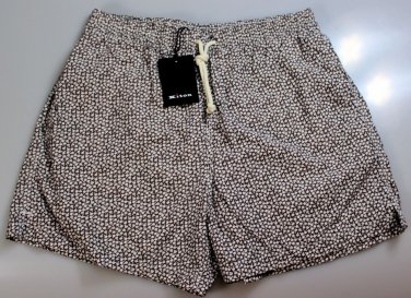 KITON SWIMSUIT $425 BROWN/WHITE MICRO-FLOWER LOGO EMBROIDERED TRUNKS XL 54 NEW