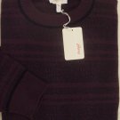 BRIONI SWEATER $1295 DARK PURPLE STRIPED 100%CASHMERE CREWNECK JUMPER SM 48e NEW