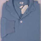 BORRELLI SWEATER $1295 SKY BLUE 100%CASHMERE 3-BTN POLO JUMPER MED 50e NEW