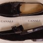 CANALI SHOES $545 DARK BROWN LOGO ORNAMENTED CONTRAST TIED LOAFER 11 44e NEW