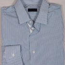 LANVIN SHIRT $595 LIGHT BLUE/BLUE STRIPED OXFORD DRESS SHIRT 17/34 43e NEW