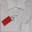 KITON DRESS SHIRT $895 WHITE/GRAY STRIPE HANDMADE DRESS SHIRT 16.5/36 42e NEW