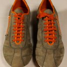 ETRO SHOES $535 BROWN/ORANGE DEERSKIN SUEDE LOGO STITCHED TRAINER 11D 44e NEW