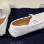 PRADA SHOES $640 WHITE SAFFIANO LEATHER LOGO ORNAMENTED VAMP DRIVER 8.5 41.5 NEW