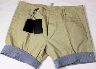 DSQUARED2 SHORTS $440 BROWN COTTON LOGO EMBROIDERED CAMP SHORT PANTS 34 50e NEW