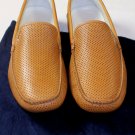 PRADA SHOES $595 BROWN PINHOLE VENETIAN LOGO ORNAMENT VAMP DRIVER 11.5 44.5e NEW