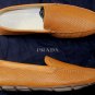PRADA SHOES $595 BROWN PINHOLE VENETIAN LOGO ORNAMENT VAMP DRIVER 11.5 44.5e NEW