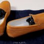 PRADA SHOES $595 BROWN PINHOLE VENETIAN LOGO ORNAMENT VAMP DRIVER 11.5 44.5e NEW