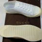 GUCCI SHOES $495 WHITE KANVAS LOGO CREST EMBROIDERED TRAINERS 13 46e NEW