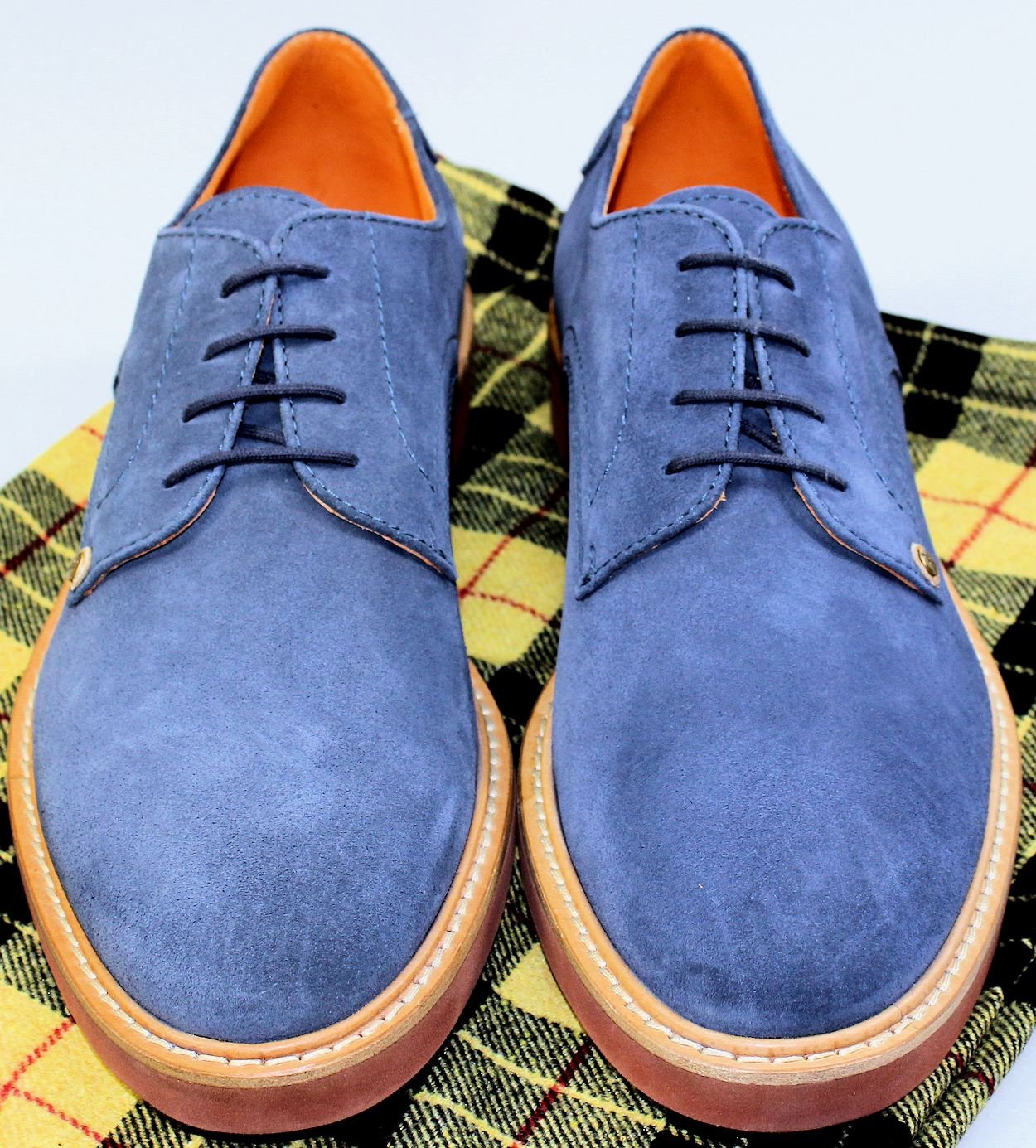 CESARE PACIOTTI SHOES $495 SMOKE BLUE SUEDE MADISON AVE 308 DERBY 10 ...