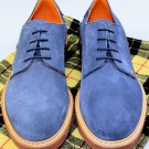 CESARE PACIOTTI SHOES $495 SMOKE BLUE SUEDE MADISON AVE 308 DERBY 10 43e NEW