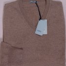 MALO SWEATER $860 MALT BROWN 100%CASHMERE V-NECK JUMPER MED 50e NEW