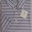 BORRELLI POLO $425 VIOLET/BLUE STRIPED 3-BTN HANDMADE COTTON POLO 3XL 58e NEW