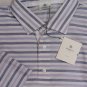 BORRELLI POLO $425 VIOLET/BLUE STRIPED 3-BTN HANDMADE COTTON POLO 3XL 58e NEW