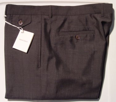MICHAEL BASTIAN PANTS $595 CHARCOAL BLACK WOOL SHARKSKIN FITLEG SLACKS 38 54 NEW