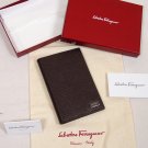 SALVATORE FERRAGAMO WALLET $365 BROWN LOGO ORNAMENTED CALFSKIN BREASTPOCKET NEW