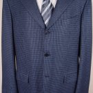 KITON JACKET $4995 BLUE HOUNDSTOOTH 100%WOOL 3-BTN HANDMADE COAT 46R 56 NEW