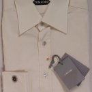 TOM FORD SHIRT $695 CREAM FRENCH CUFF OXFORD DRESS SHIRT 17.5/35 44 NEW