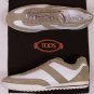 TOD'S SHOES $445 WHITE/BEIGE LOGO STRIPE PEBBLE SOLE TRAINERS 11 44e NEW