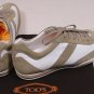 TOD'S SHOES $445 WHITE/BEIGE LOGO STRIPE PEBBLE SOLE TRAINERS 11 44e NEW