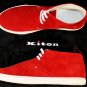 KITON SHOES $995 RED SUEDE LOGO PULL TAB STITCHED ANKLE TRAINER 9.5 42.5e NEW