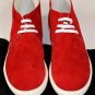 KITON SHOES $995 RED SUEDE LOGO PULL TAB STITCHED ANKLE TRAINER 9.5 42.5e NEW