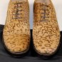 GIORGIO ARMANI SHOES $990 BROWN LEOPARD PRINT PONY HAIR CAPTOE DERBY 8 41e NEW