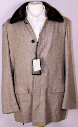 BRIONI JACKET $6,995 MALT BROWN 5-BTN CASHMERE/MINK HANDMADE CAR COAT 46 56e NEW