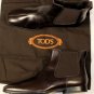 TOD'S SHOES $545 DARK BROWN LOGO EMBOSSED PEBBLE SOLE CHELSEA BOOTS 8 42e NEW